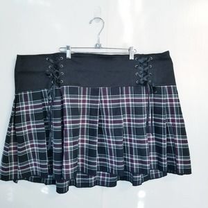 Vintage Tripp NY Torrid Goth Black Plaid Corset Mini Skirt Dark Academia NWT 4X